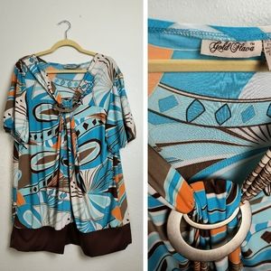 Gold Flava Vintage Y2K Multicolor Blouse Plus Size 24